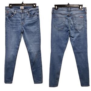Hudson Jeans Womens 28 Natalie Mid Rise Super Skinny Medium Wash Blue Whiskering